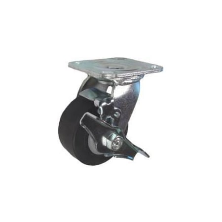 Mapp Caster 4"X2" Thrmplstc Rubber (TPR) Wheel Swvl Caster W/ Brake, 400 Lbs Cap 146PERB420SB